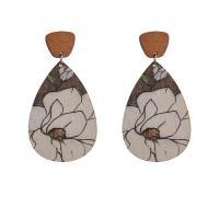 Boucles d'oreille en bois, avec Acier inoxydable 304, bijoux de mode & pour femme, plus de couleurs à choisir, 70mm, 2pairescouple/sac, Vendu par sac