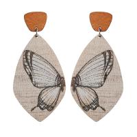 Boucles d'oreille en bois, avec Acier, bijoux de mode & pour femme, plus de couleurs à choisir, 75mm, 2pairescouple/sac, Vendu par sac