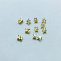 laiton Zirconia cubique griffé, avec zircon cubique, Plaqué d'or, DIY & facettes, plus de couleurs à choisir, protéger l'environnement, sans nickel, plomb et cadmium, 3mm, Environ 50PC/sac, Vendu par sac