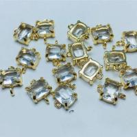 Kristal Konektor, s Mesing, Pravokut, zlatna boja pozlaćen, možete DIY & faceted & 1/1 petlje, više boja za izbor, 8x10mm, Približno 50računala/Torba, Prodano By Torba