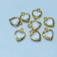 cristallo pendente, with ottone, Cuore, placcato color oro, DIY & stili diversi per la scelta & sfaccettati & 1/1 anello del connettore, Crystal Clear, Appross. 50PC/borsa, Venduto da borsa