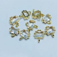 Kristal Konektor, s Mesing, Pravokut, zlatna boja pozlaćen, možete DIY & faceted & 1/1 petlje, više boja za izbor, 5x8mm, Približno 50računala/Torba, Prodano By Torba