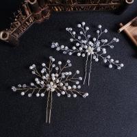 Hair Stick Brass with Crystal & Plastic Pearl fashion jewelry & for woman nickel lead & cadmium free Sold By PC