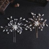 Hair Stick Brass with Crystal & Plastic Pearl fashion jewelry & for woman nickel lead & cadmium free Sold By PC