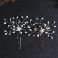 Hair Stick Brass with Crystal & Plastic Pearl fashion jewelry & for woman nickel lead & cadmium free Sold By PC