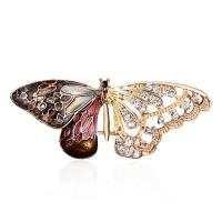 Rhinestone Broche, Zinc Alloy, Butterfly, forgyldt, mode smykker & for kvinde & med rhinestone, nikkel, bly & cadmium fri, 50x20mm, Solgt af PC