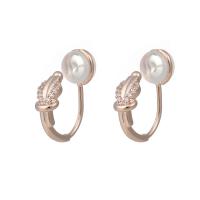 Boucles d'oreilles en laiton zircon cubique pavent, Plaqué de couleur d'or rose, différentes conclusions pour le choix & pavé de micro zircon & pour femme, 15x5mm, Vendu par paire