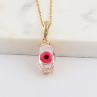 Colar Mal Jóias Eye, cobre, with cristal, banhado a ouro genuino, micro pavimento em zircônia cúbica & para mulher, Mais cores pare escolha, 34x10mm, vendido por PC