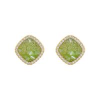 Boucles d'oreilles en laiton zircon cubique pavent, avec cristal, cadre, Placage, pavé de micro zircon & pour femme, 15mm, Vendu par paire