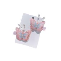 Spillette a becco, vestito, with perla in plastica & lega in zinco, Farfalla, 2 pezzi & per i bambini, 55x40mm, Venduto da PC