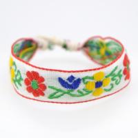 Tissu en coton bracelet, avec corde de cire, Rond, fait à la main, bijoux de mode & pour femme, plus de couleurs à choisir, 18mm, Longueur 16-18 cm, Vendu par PC