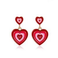 Zinc Alloy Drop Earring, Heart, forgyldt, mode smykker & for kvinde & emalje, flere farver til valg, 31x18mm, Solgt af par