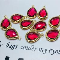 KRISTALLanhänger, Kristall, mit Messing, Tropfen, goldfarben plattiert, unisex & facettierte, Rosa, 10x14mm, ca. 50PCs/Tasche, verkauft von Tasche