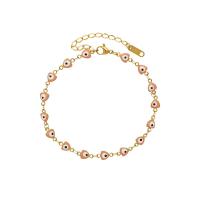 Fashion Jewelry Anklet, Acier titane, avec 5cm chaînes de rallonge, motif de mauvais œil & pour femme & émail, rose, 5.50mm, Longueur Environ 20 cm, Vendu par PC