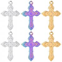 Pendants Cruach Cross dhosmálta, 304 Cruach dhosmálta, unisex & stíleanna éagsúla do rogha, dathanna níos mó le haghaidh rogha, 20x31mm, Fad Thart 50 cm, Díolta De réir PC