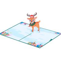 Papper 3D kort, Deer, handgjord, Vikbar, 130x180mm, Säljs av PC