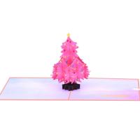 ペーパー 3 D グリーティング カード, クリスマスツリー, 印刷, 折りたたみ 式, ピンク, 130x180mm, 売り手 パソコン