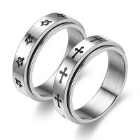 Par fingerringe, Titanium Stål, poleret, Unisex & forskellig størrelse for valg, sølv, 3x2.20mm, Solgt af PC