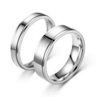 Par Finger Ringar, Titan Stål, polerad, Unisex & olika storlek för val, silver, Säljs av PC