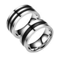 Anillo de dedo de Titantium Acero, Partículas de acero, pulido, diverso tamaño para la opción & diferentes estilos para la opción & para hombre & esmalte, plateado, 8x2mm, Vendido por UD