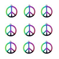 Titanium Steel Pendants Peace Logo Vacuum Ion Plating DIY 35mm Sold By PC