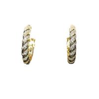 Cubic Zirconia Micro Pave Brass Earring Letter C gold color plated micro pave cubic zirconia & for woman nickel lead & cadmium free 22mm Sold By Pair