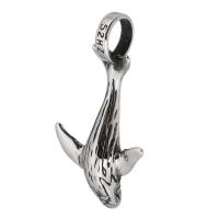 Ruostumaton teräs Animal Riipukset, 304 Stainless Steel, Delfiini, mustata, alkuperäinen väri, 30x57x11mm, Reikä:N. 10mm, Myymät PC