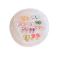 Hars Kinderen sieraden set, vinger ring & oorbel, met Plastic, 10 stuks & voor kinderen & verschillende stijlen voor de keuze, multi-gekleurde, 65x125mm, Verkocht door Stel