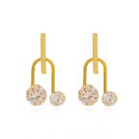 lega in zinco orecchini a goccia, placcato color oro, gioielli di moda & Micro spianare cubic zirconia & per la donna, dorato, 30x15mm, Venduto da coppia