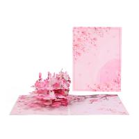 Papier 3D wenskaart, handgemaakt, Opvouwbaar & 3D-effect, roze, 150x200mm, Verkocht door PC