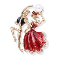 Glazuur broche, Zinc Alloy, met Plastic Pearl, plated, mode sieraden & voor vrouw & met strass, nikkel, lood en cadmium vrij, 30x46mm, Verkocht door PC