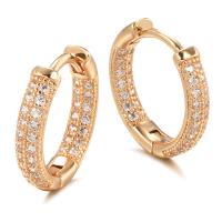 Cubic Zirconia Micro Pave Brass Earring fashion jewelry & micro pave cubic zirconia & for woman rose gold color nickel lead & cadmium free 16mm Sold By Pair