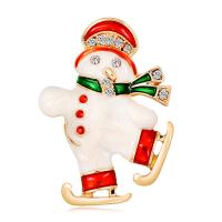 Christmas Brooches Zinc Alloy Snowman KC gold color plated fashion jewelry & for woman & enamel & with rhinestone mixed colors nickel lead & cadmium free Sold By PC