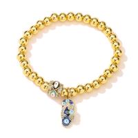 Evil Eye Jewelry Bracelet Brass gold color plated micro pave cubic zirconia & for woman & enamel 170mm Sold By PC