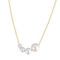 Kunststof parel ketting, Messing, met Plastic Pearl, met 2.75inch extender keten, gold plated, Koreaanse stijl & voor vrouw, Lengte Ca 15 inch, Verkocht door PC