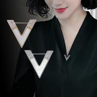 Rhinestone Brooch Zinc Alloy Letter V for woman & with rhinestone nickel lead & cadmium free Sold By PC