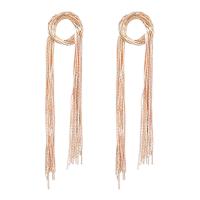 Fashion Fringe Boucles d'oreilles, alliage de zinc, Placage de couleur d'or, bijoux de mode & pour femme, doré, 119x27mm, Vendu par paire