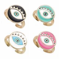 Bijoux Finger Evil Eye Anneau, laiton, Mauvais œil, Placage de couleur d'or, unisexe & émail, plus de couleurs à choisir, protéger l'environnement, sans nickel, plomb et cadmium, 16x16mm, Vendu par PC