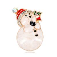 Jul brocher, Zinc Alloy, Snowman, KC guldfarve belagt, mode smykker & for kvinde & emalje & med rhinestone, hvid, nikkel, bly & cadmium fri, 42x46mm, Solgt af PC