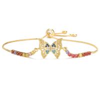 Bracelet cubique en laiton zircon pavent, Placage de couleur d'or, styles différents pour le choix & pavé de micro zircon & pour femme, multicolore, 240mm, Vendu par PC