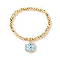 Evil Eye sieraden Armband, Messing, gold plated, micro pave zirconia & voor vrouw & glazuur, meer kleuren voor de keuze, 170mm, Verkocht door PC