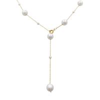 Kunststof parel ketting, Messing, met Plastic Pearl, gold plated, Koreaanse stijl & voor vrouw, Lengte Ca 20.8 inch, Verkocht door PC