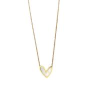 Collier en laiton, avec coquille blanche, avec 1.96inch chaînes de rallonge, coeur, Placage de couleur d'or, chaîne ovale & pour femme, Longueur Environ 15.7 pouce, Vendu par PC