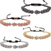 Terningformet Zirkon Micro Pave Messing armbånd, med Terylene Cord, Hand, forgyldt, Unisex & justerbar & Micro Pave cubic zirconia, flere farver til valg, nikkel, bly & cadmium fri, Længde 18-21 cm, Solgt af PC