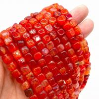 Naturlige Fire Crackle Agate perler, Flad blomst agat, Square, du kan DIY, lilla, 8mm, Solgt Per Ca. 14.96 inch Strand