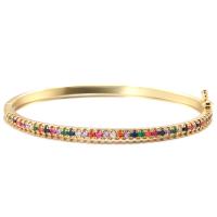 Cúbicos Circonia pulsera Latón Micro pavimenta, metal, chapado en color dorado, Joyería & micro arcilla de zirconia cúbica & para mujer, dorado, libre de níquel, plomo & cadmio, 3mm, Vendido por UD