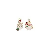 Zinc Alloy Jul Vedhæng, Snowman, guldfarve belagt, du kan DIY & forskellige stilarter for valg & emalje, flere farver til valg, nikkel, bly & cadmium fri, 10pc'er/Bag, Solgt af Bag