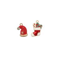 Zinc Alloy Christmas Pendants gold color plated DIY & enamel nickel lead & cadmium free Sold By Bag