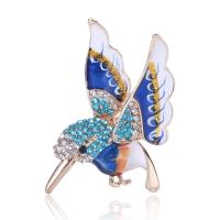 Glazuur broche, Zinc Alloy, Vogel, gold plated, mode sieraden & voor vrouw & met strass, meer kleuren voor de keuze, nikkel, lood en cadmium vrij, 44x34mm, Verkocht door PC