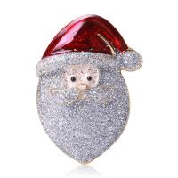 Christmas Brooches Zinc Alloy with Sequins Santa Claus gold color plated fashion jewelry & for woman & enamel white nickel lead & cadmium free Sold By PC